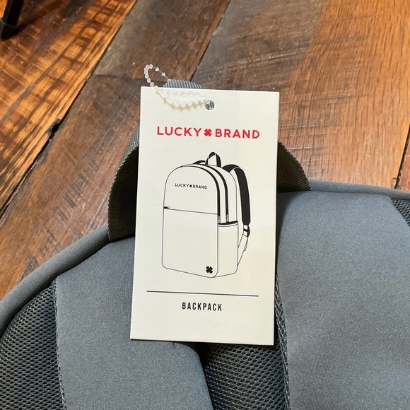 Lucky Brand Globetrotter Backpack Charcoal Gray Neoprene Water Resistant NWT - Picture 7 of 10